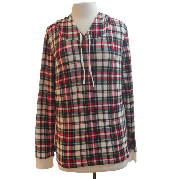VICTORIA'S Secret NWT Tartan Plaid Thermal Hoodie Size Large - Picture 1 of 7